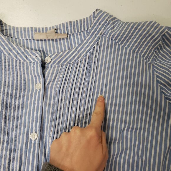 Woman Within Striped Button Up Top Size 2X Blue Capsule Nautical Preppy Classic - Picture 4 of 16